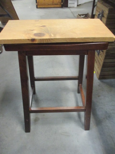 Wood Stool turned into a table (1 of 3)