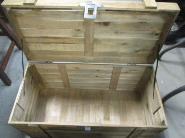 Rustic Slatted Wood Storage Crates w/Metal Handles (2) - 5