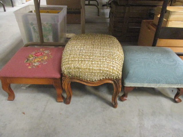 Blue Upholstered Footstool 14 x 12 x 9, Tweed Upholstered Footstool (1 of 7)