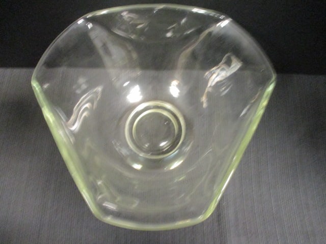 Glass Assymetrical Serving Bowl w/Silverplate Footed Base - 2