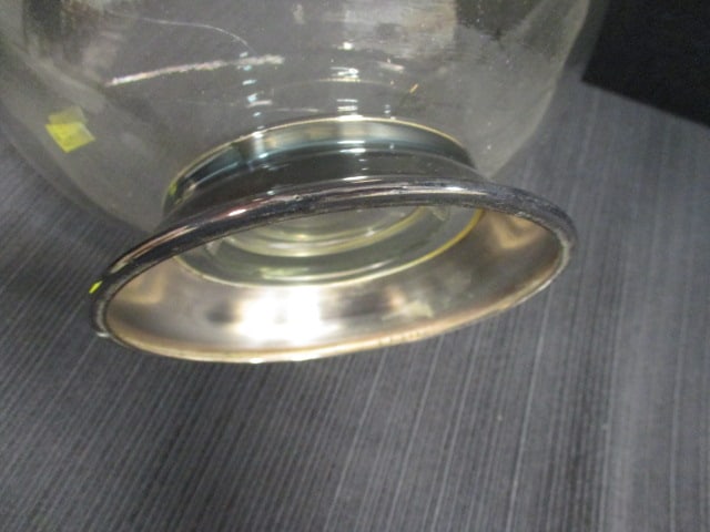 Glass Assymetrical Serving Bowl w/Silverplate Footed Base - 3