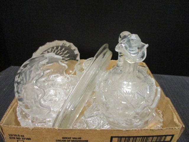Cut glass salts, Cruet, Bowls, etc.: see all pictures
