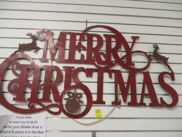 Merry Christmas Metal Script Lettering Wall Sign: 48 x 26