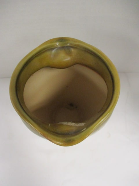 Olive Crackle Glaze Flared Ceramic Vase - 2