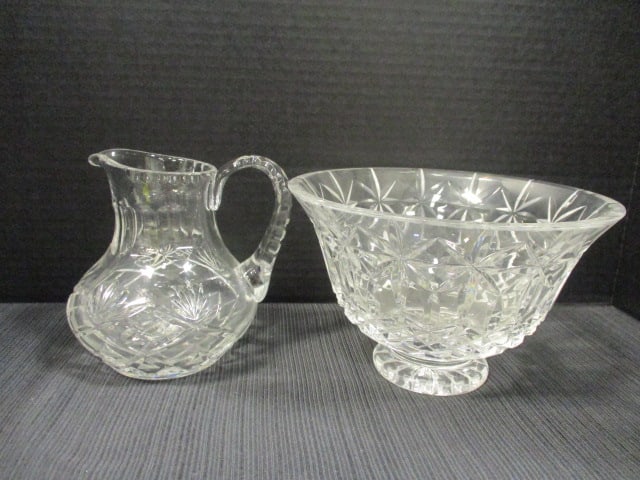 Pressed Glass Lead Crystal Pitcher & Bowl (1 of 5)