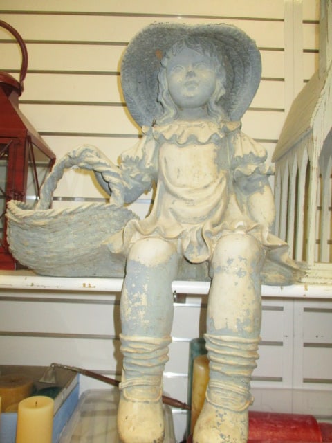 Girl w/Basket Sitting Garden Statue: 24"