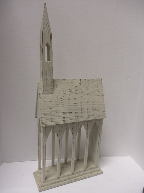 Church Christmas Card Holder Rustic Wood: 4 x 11 x 24