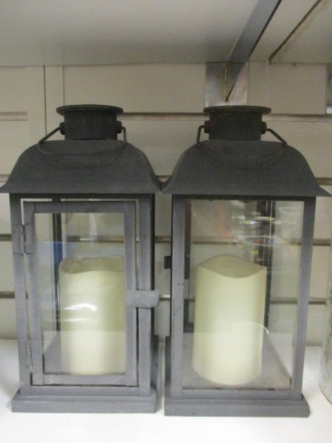 Black Decorative Candle Lanterns: 5 x 5 x 12
