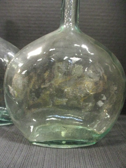 Vtg. Green Glass Demijohn Bottles (Lot of 2) - 2