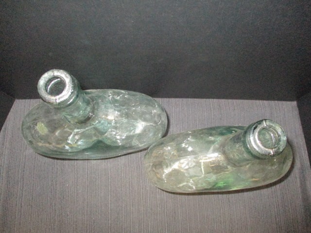 Vtg. Green Glass Demijohn Bottles (Lot of 2) - 4