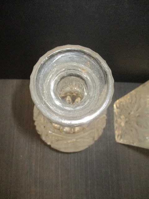 Pressed Glass (Lot of 2) Crystal Decanters 10" - 4
