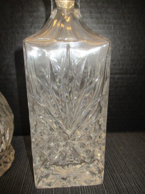 Pressed Glass (Lot of 2) Crystal Decanters 10" - 5
