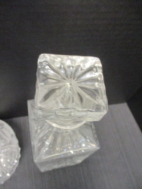 Pressed Glass (Lot of 2) Crystal Decanters 10" - 6