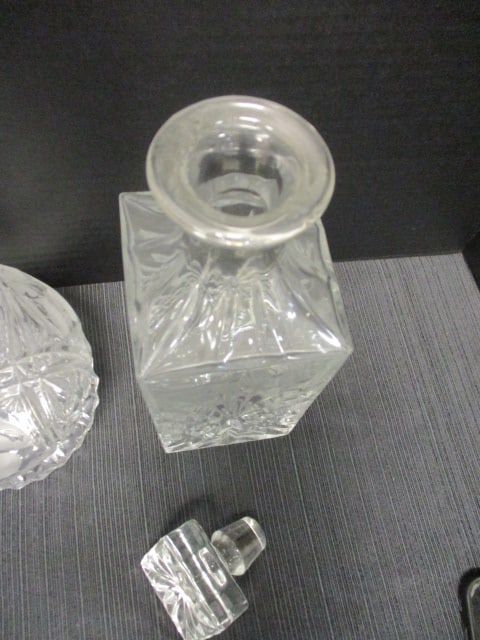 Pressed Glass (Lot of 2) Crystal Decanters 10" - 7