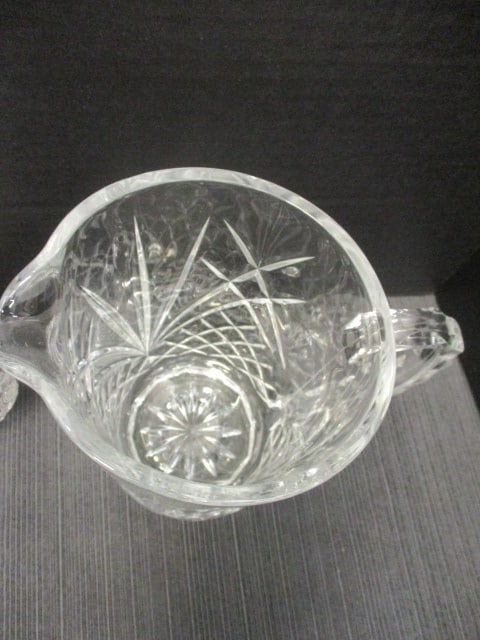 Pressed Glass (Lot of 2) Crystal Pitchers 8" - 5