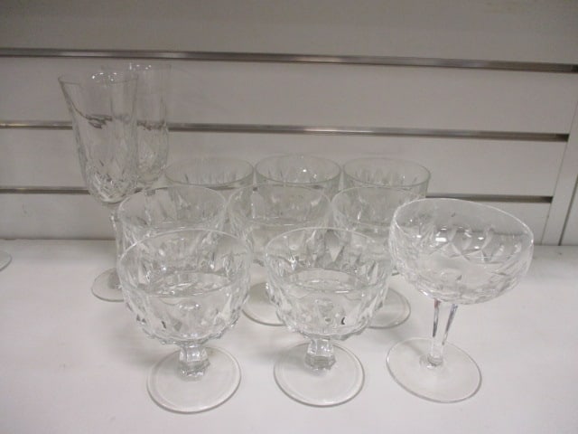 Vtg. Cut Crystal Stemware w/Geometric Facet Patterns: .