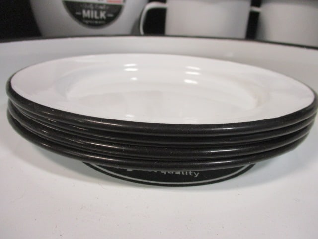 Rose Hill Dairy Milk Enamelware Pitcher, Tray, Mugs, 2 Plates - 6