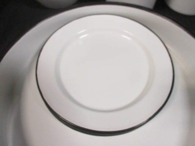 Rose Hill Dairy Milk Enamelware Pitcher, Tray, Mugs, 2 Plates - 7