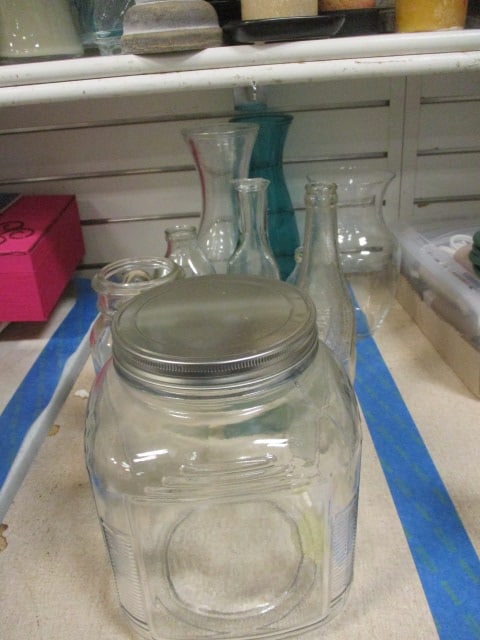 Grouping of Various Size Vases & Bottles: .