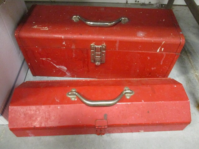 2 Red Metal Tool Boxes w/contents: see all pictures