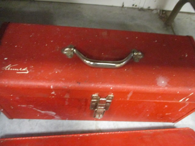 2 Red Metal Tool Boxes w/contents - 5