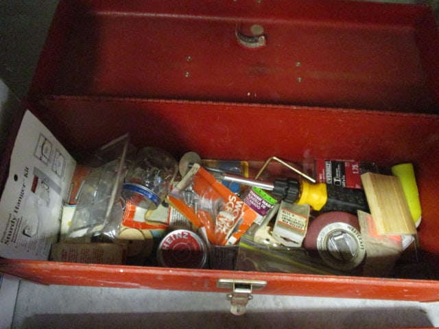 2 Red Metal Tool Boxes w/contents - 7