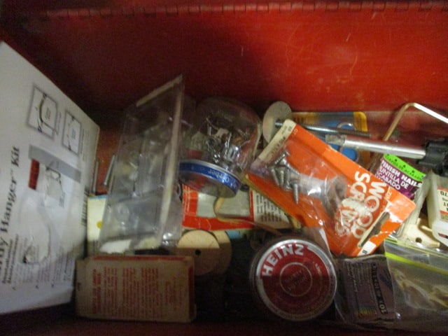 2 Red Metal Tool Boxes w/contents - 8