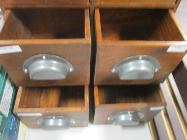 Rustic Wood Desktop 6 Drawer Organizer, Wire basket, - 2