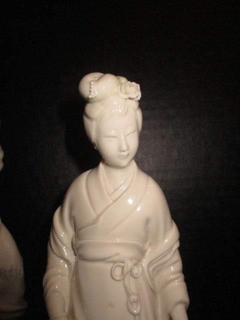 Chinese Glazed White Porcelain Female Immortal Figurines (2) - 2