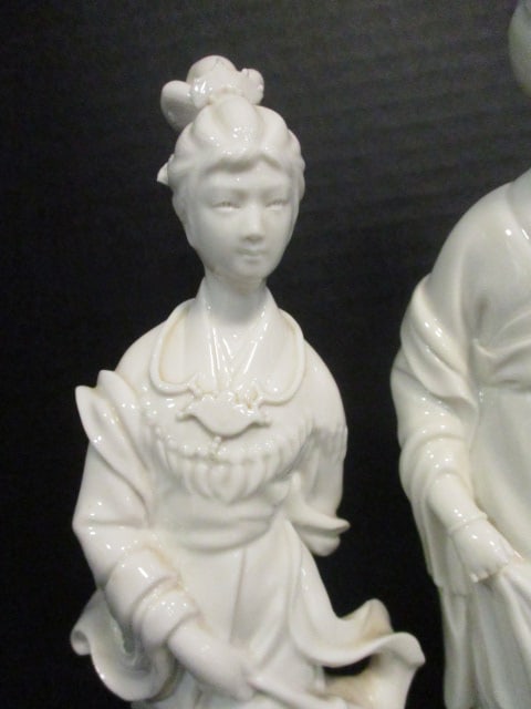 Chinese Glazed White Porcelain Female Immortal Figurines (2) - 3
