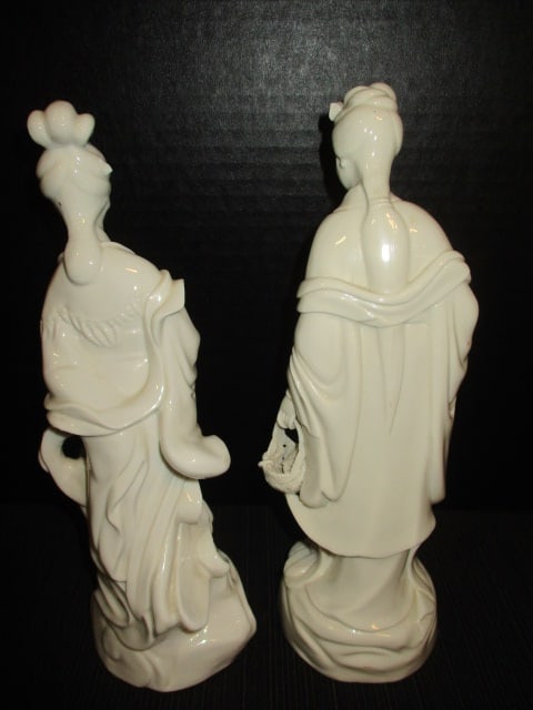 Chinese Glazed White Porcelain Female Immortal Figurines (2) - 5