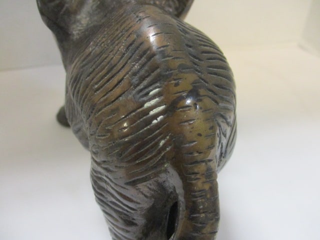 Cast Brass or Bronze Toned Elephant Figurine w/raised Trunk - 3