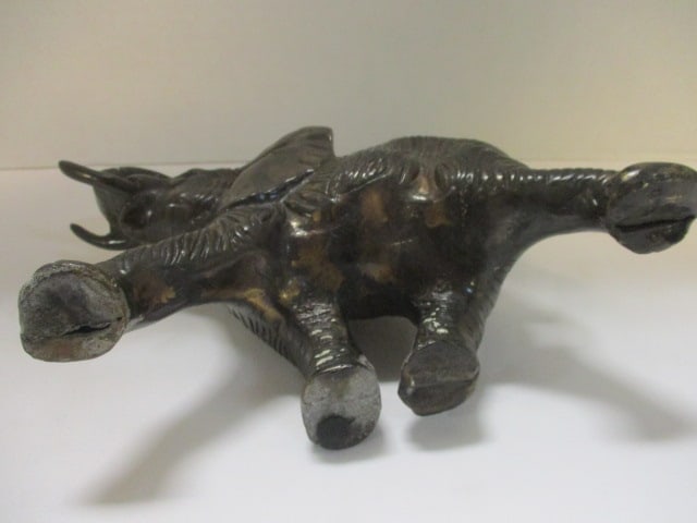 Cast Brass or Bronze Toned Elephant Figurine w/raised Trunk - 4