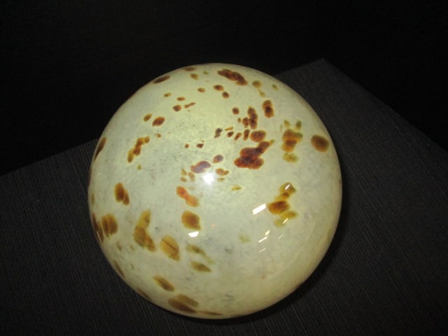 Ivory & Caramel Blown Glass Sphere w/translucent Design - 2