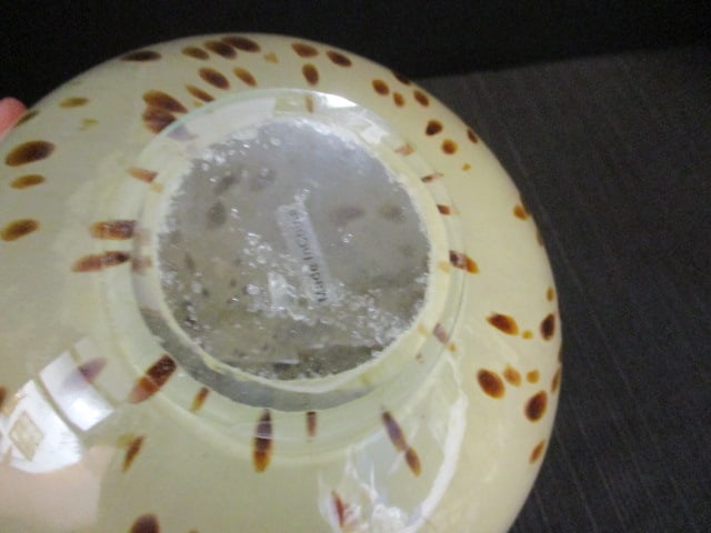 Ivory & Caramel Blown Glass Sphere w/translucent Design - 3