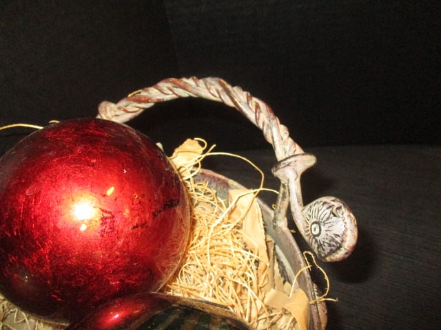 Decorative Metal Basket (15 x 9 x 8) w/Colorful Glass Orbs - 3