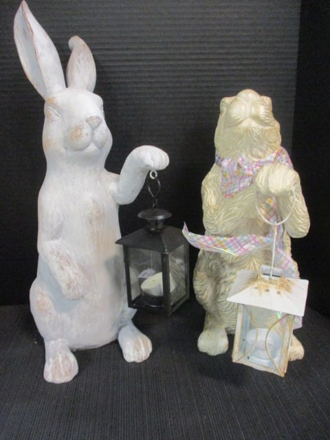 Sitting Rabbit w/White Lantern (19"), Sitting Rabbit w/Black lantern 15": .