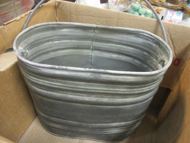 Galvanized Metal Trays, Basket & Mini Wheelbarrow - 5