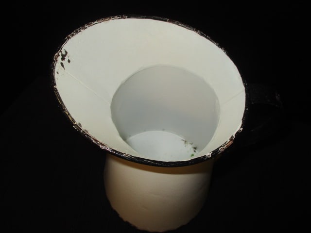 White Enameled Metal Pitcher - 2
