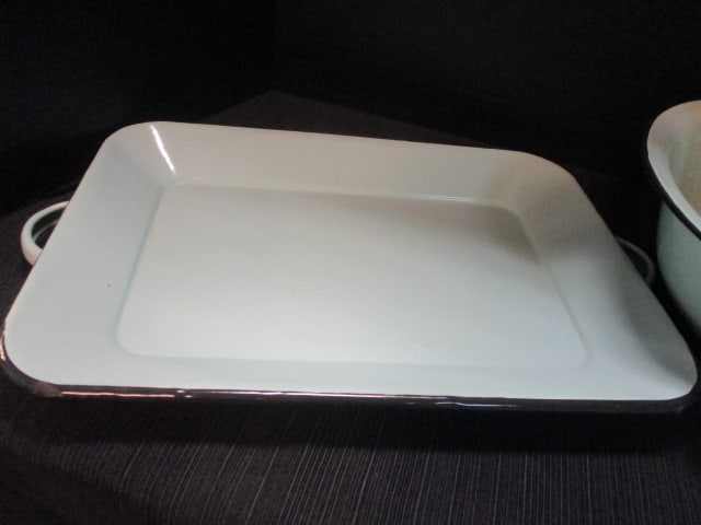 Pale Green Enamelware Pitcher, Bowl & Tray - 2