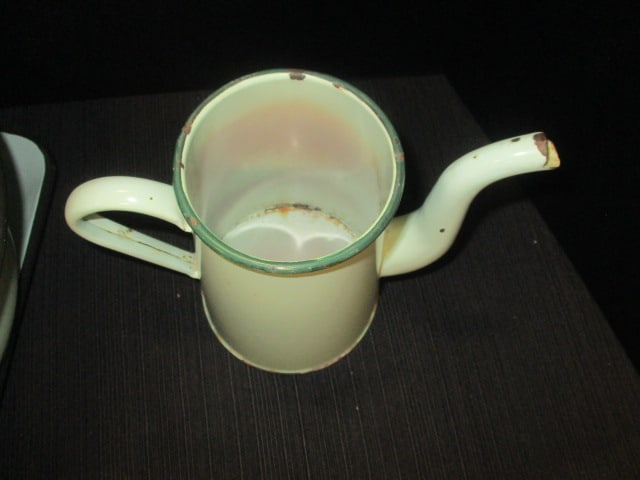 Pale Green Enamelware Pitcher, Bowl & Tray - 6