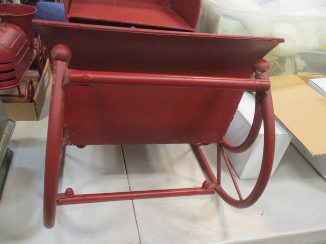 Decorative Vintage Style Red Metal Sleigh - 2