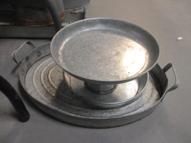 Galvanized Metal Tray 20 x 15, Round 11" Tray, & metal Serving: Tray 11 1/2"