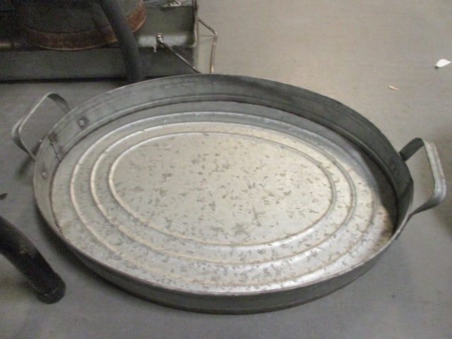 Galvanized Metal Tray 20 x 15, Round 11" Tray, & metal Serving - 3