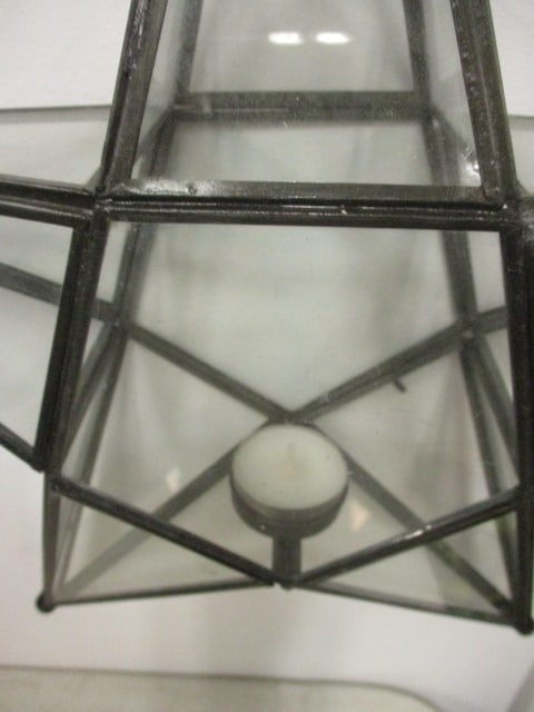 Hanging Star Tealight Lantern w/Geometric 5 Point Design - 2