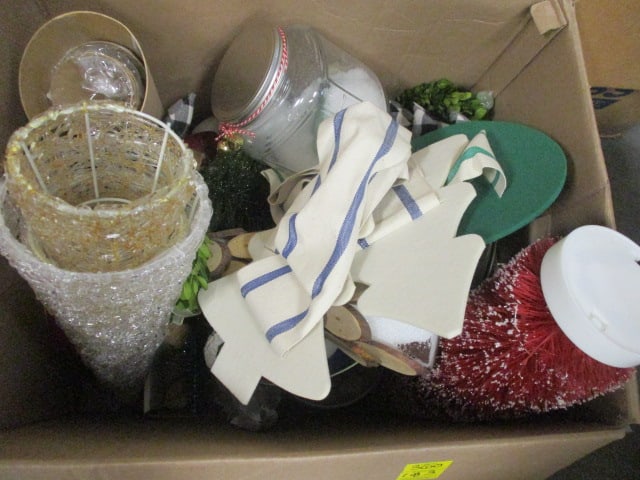 3 Boxes Christmas Decorations-Greenery, Napkins, Plates, Ribbon, etc. - 2