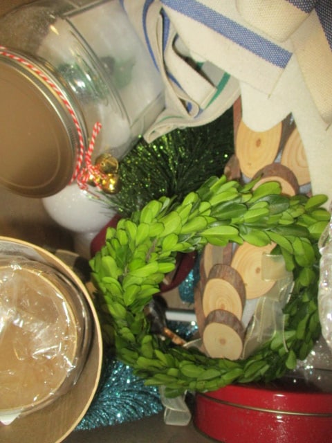 3 Boxes Christmas Decorations-Greenery, Napkins, Plates, Ribbon, etc. - 3
