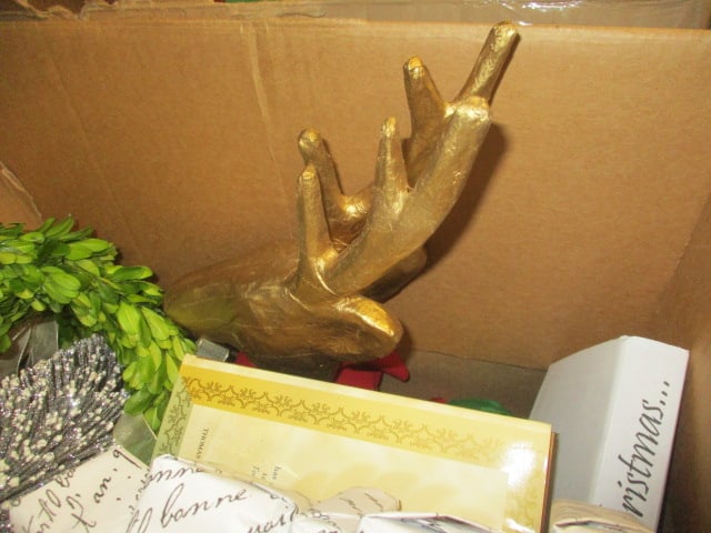 3 Boxes Christmas Decorations-Greenery, Napkins, Plates, Ribbon, etc. - 5