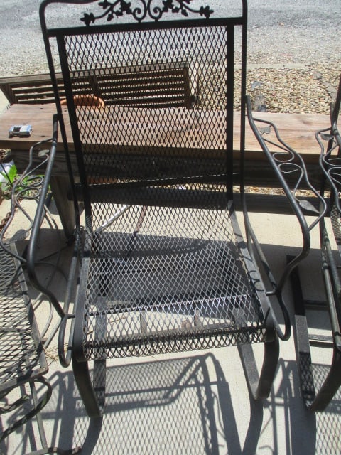 Wrought Iron (Lot of 2) Bouncy Chairs & 2 Tables - 3