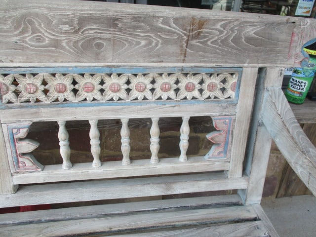 Whimsical Carved Wood Bench - 2